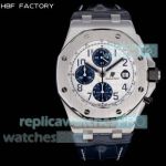 HBF Copy Audemars Piguet Royal Oak Offshore 26170ST Blue Leather Strap White Dial 3126 Watch 